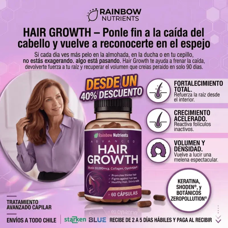 HAIR GROWTH - TRATAMIENTO PARA FRENAR LA CAIDA DEL CABELLO Y RECUPERAR VOLUMEN PREMIUM