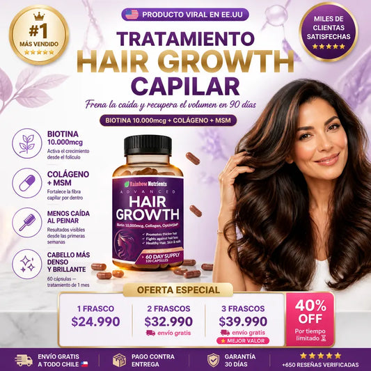 HAIR GROWTH - TRATAMIENTO PARA FRENAR LA CAIDA DEL CABELLO Y RECUPERAR VOLUMEN