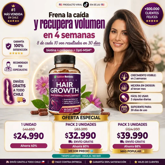 HAIR GROWTH - TRATAMIENTO PARA FRENAR LA CAIDA DEL CABELLO Y RECUPERAR VOLUMEN
