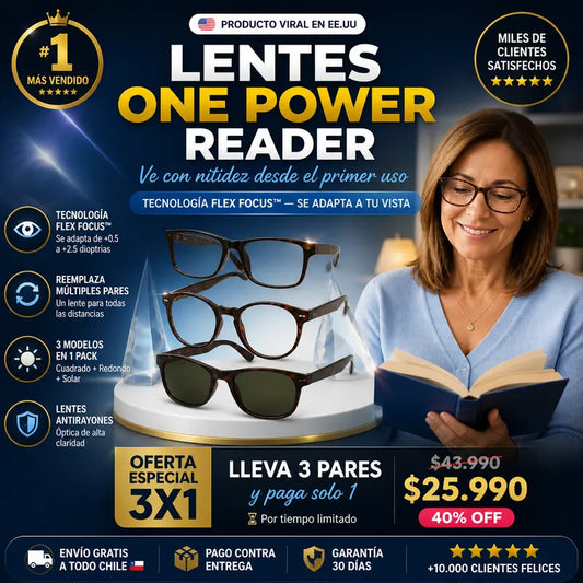 LENTES ONE POWER READER - MEJORA TU VISIÓN FÁCILMENTE 3X1